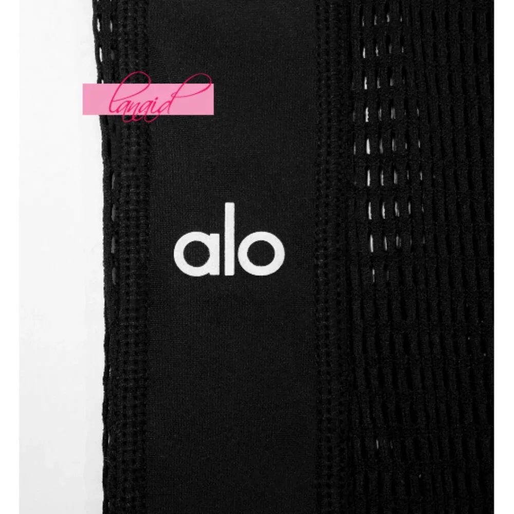 Alo High-Waist Airlift Energize Legging Black Sheer Mesh Cut-Outs Cutouts Tights